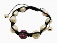 DCI-White Fresh Water Pearl Bracelet w/ Lavender Bolla Crystals