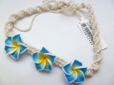 White, Blue & Yellow Fimo Flower Cord Bracelet