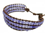 4mm Amethyst Beads w/ Leather Bracelet