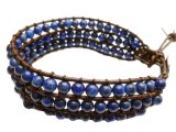 4mm Lapis Beads w/ Leather Bracelet