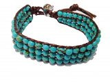4mm Turquoise Beads w/ Leather Bracelet