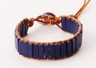 Blue Stone w/ Natural Leather Warp Bracelet