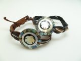 Assorted Shell Pendant Leather Bracelet