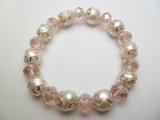10mm White Fresh Water Pearls w/ Pink Beads Bracelet