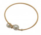 White Fresh Water Pearl On Gold Filled Bangle