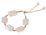 Fresh Water Rectangle Pearl Gold Filled Bolo Chain Bracelet, MOQ