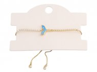 Blue Synthetic Opal Whale Tail Gold Tone Bolo Chain Bracelet, MO