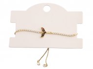Green Synthetic Opal Whale Tail Gold Tone Bolo Chain Bracelet, M