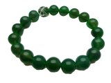 10mm Green Agate Stone Elastic Bracelet