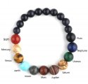 Universe Color Gem Stone and Onyx Stone Elastic Bracelet