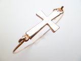 Cable Bracelet 8' w/ Rose Gold Plated Cross Pendant