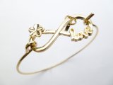 Cable Bracelet 8' w/ Yellow Gold Plated 'Love' Eternity Pendant