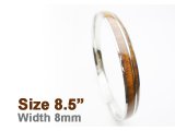 8mm Koa Wood Stainless Steel Bangle (Size 8.5)