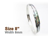 8mm Abalone Shell Stainless Steel Bangle (Size 8)
