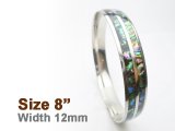 12mm Abalone Shell Stainless Steel Bangle (Size 8)