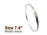 4mm Abalone Shell Stainless Steel Bangle (Size 7.5)