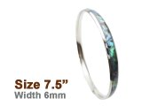6mm Abalone Shell Stainless Steel Bangle (Size 7.5)