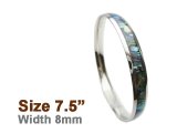 8mm Abalone Shell Stainless Steel Bangle (Size 7.5)