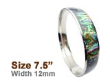 12mm Abalone Shell Stainless Steel Bangle (Size 7.5)