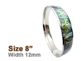 12mm Abalone Shell Stainless Steel Bangle (Size 8)