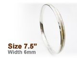 6mm White Abalone Shell Stainless Steel Bangle (Size 7.5)