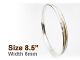 6mm White Abalone Shell Stainless Steel Bangle (Size 8.5)