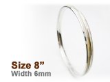 6mm White Abalone Shell Stainless Steel Bangle (Size 8)