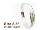 10mm White Abalone Shell Stainless Steel Bangle (Size 8.5)