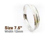 12mm White Abalone Shell Stainless Steel Bangle (Size 7.5)