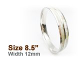 12mm White Abalone Shell Stainless Steel Bangle (Size 8.5)