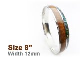 12mm Koa Wood & Abalone Shell Stainless Steel Bangle (Size 8)