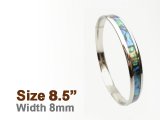 8mm Abalone Shell Stainless Steel Bangle (Size 8.5)