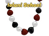 Iolani - Maroon, Black & White Color Painted Kukui Nut Lei 32"