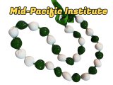 Mid Pacific - White & Green Color Painted Kukui Nut Lei 32"