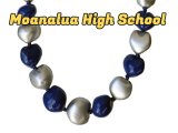 Moanalua - Royal Blue & Silver Color Painted Kukui Nut Lei 32"