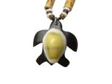 Wood & Shell Turtle w/ 18" Coconut & Wood Beads Necklace
