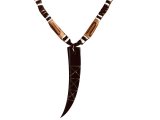 Bone Black Boar Tusk w/ 18" Coconut & Wood Beads Necklace