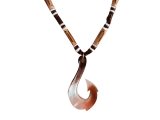 MOP Fish Hook w/ 18" Coconut & Wood Beads Necklace