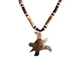 MOP Turtle w/ 18" Coconut & Wood Beads Necklace