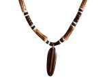 Wood Surfboard w/ 18" Coconut & Wood Beads Necklace