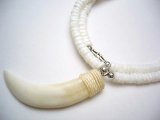White Tusk w/ 18" Litob Clam Shell Necklace
