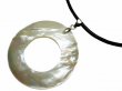 DCI-40mm Donut White MOP w/ 16" Black Leather Cord Necklace