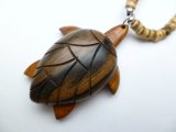 Wood Turtle w/ 18" Coconut Beads Necklace