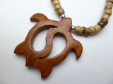 Wood Turtle w/ 18" Coconut Beads Necklace