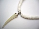 White Mother of Pearl Tusk w/ 18" Litob Clam Shell Necklace