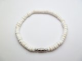 5-6mm Grinded Class A White Puka Shell Bracelet 7 1/4"