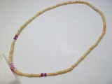18" Hot Pink & Cream 2-3mm Coco Bead Necklace