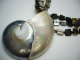 50-60mm Pearlize Nautilus Shell Pendant w/ Lip Shell Necklace