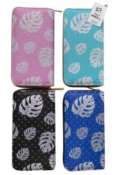 Assorted Silver Monstera Leaves Printed Wallet