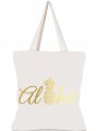 "Aloha" Pineapple Gold Metallic Print Cotton Tote Bag